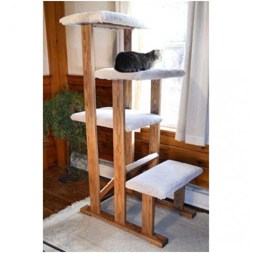 USA Made Solid Wood Cat Tower for Large Cats with Carpet Perches USA Made Solid Wood Cat Tower for Large Cats with Carpet Perches