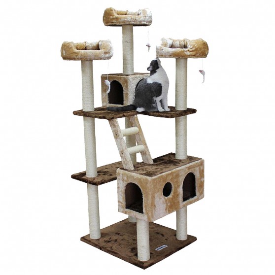 Scratching Cat Tree Condo with 3 Padded Perches