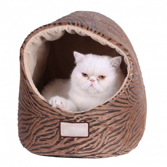 Indoor Velvet Kitty Cat Hut Bed