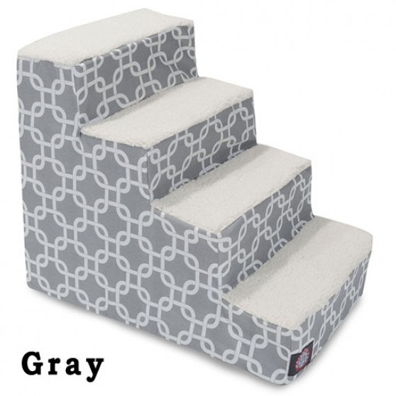 Polyester Four Step Pet Stairs in Gray Design