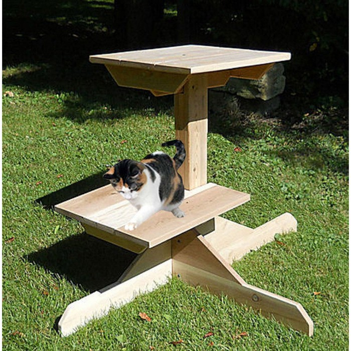 2 Tier Outdoor Cat Tree Solid Wood