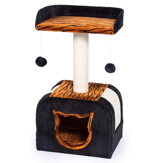 Black cat condo with kitty face entrance