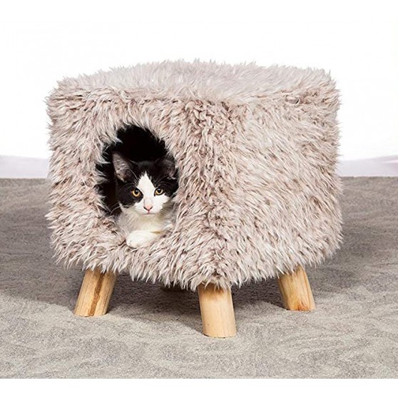 Cozy Cat Cube Hideaway with Wooden Legs