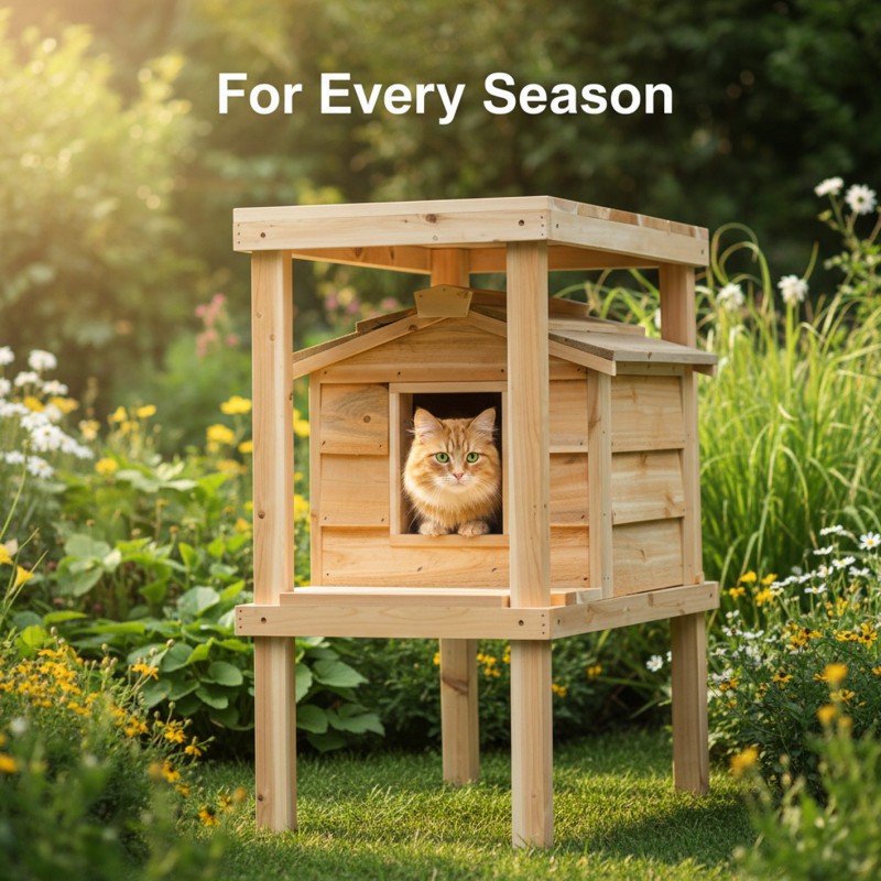 All seasons elevated cat shelter