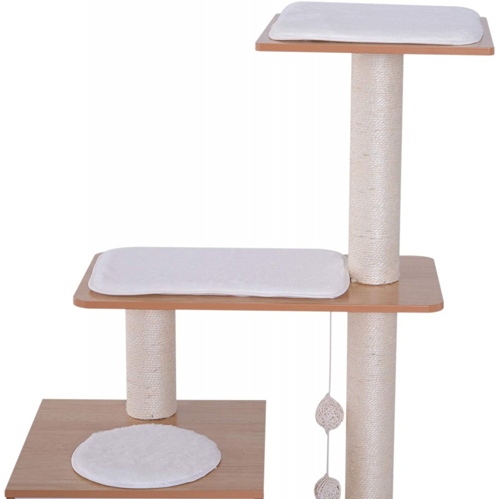 Modern Cat Scratching Tree Oak Ply Wood and White