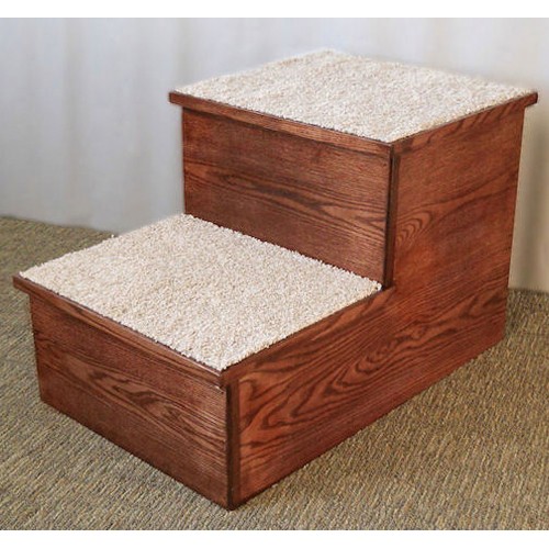 2-Step Large Hardwood Pet Stairs with Carpet Tread 