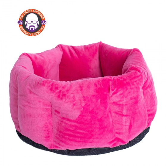 Bolster cat bed pink velvet