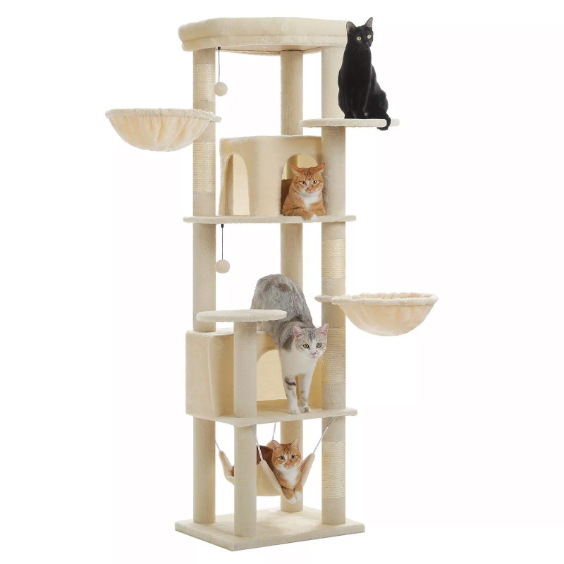 Beige cat tree with two condos Beige cat tree with two condos