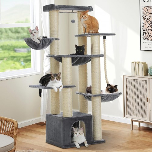 Tall Cat Condo for Maine Coon Cats with Two Hammocks Tall Cat Condo for Maine Coon Cats with Two Hammocks