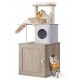 Cat tree with litter box cabinet