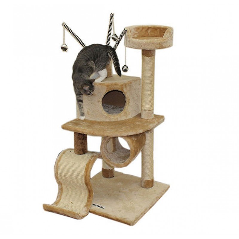 Plush Cat Playground with Sisal Ramp Plush Cat Playground with Sisal Ramp