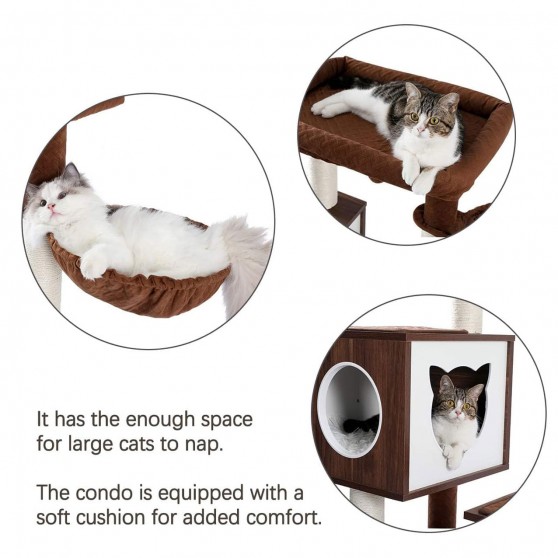 Cat litter box cabinet tree features