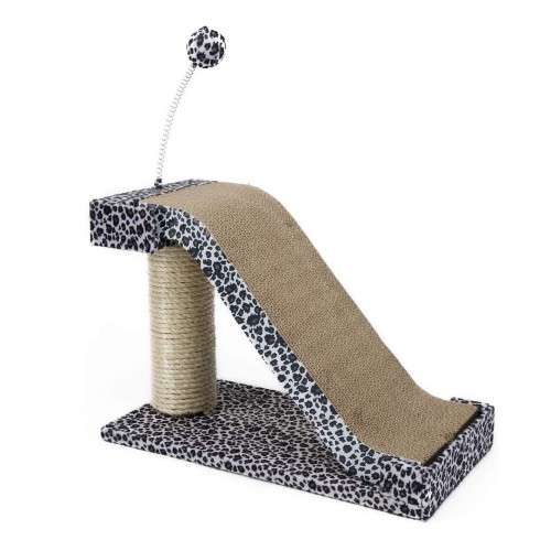 Angled Corrugated Cat Scratch Board with Sisal Pole Angled Corrugated Cat Scratch Board with Sisal Pole