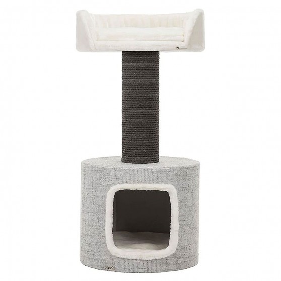 Cat condo with scratching post and bed