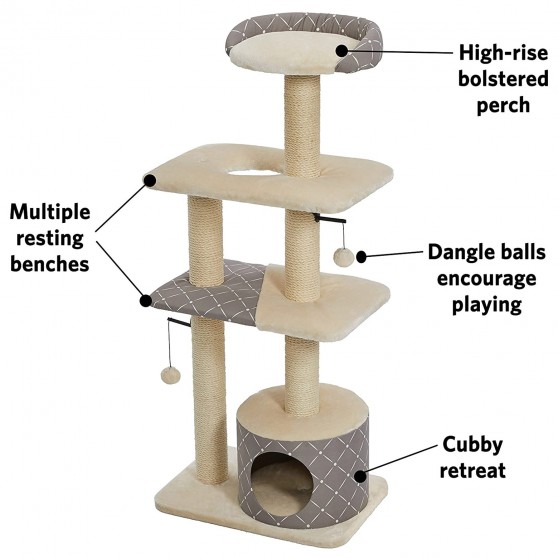 Cat scratching tree features