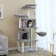 Cat tower tree with large beds in light gray