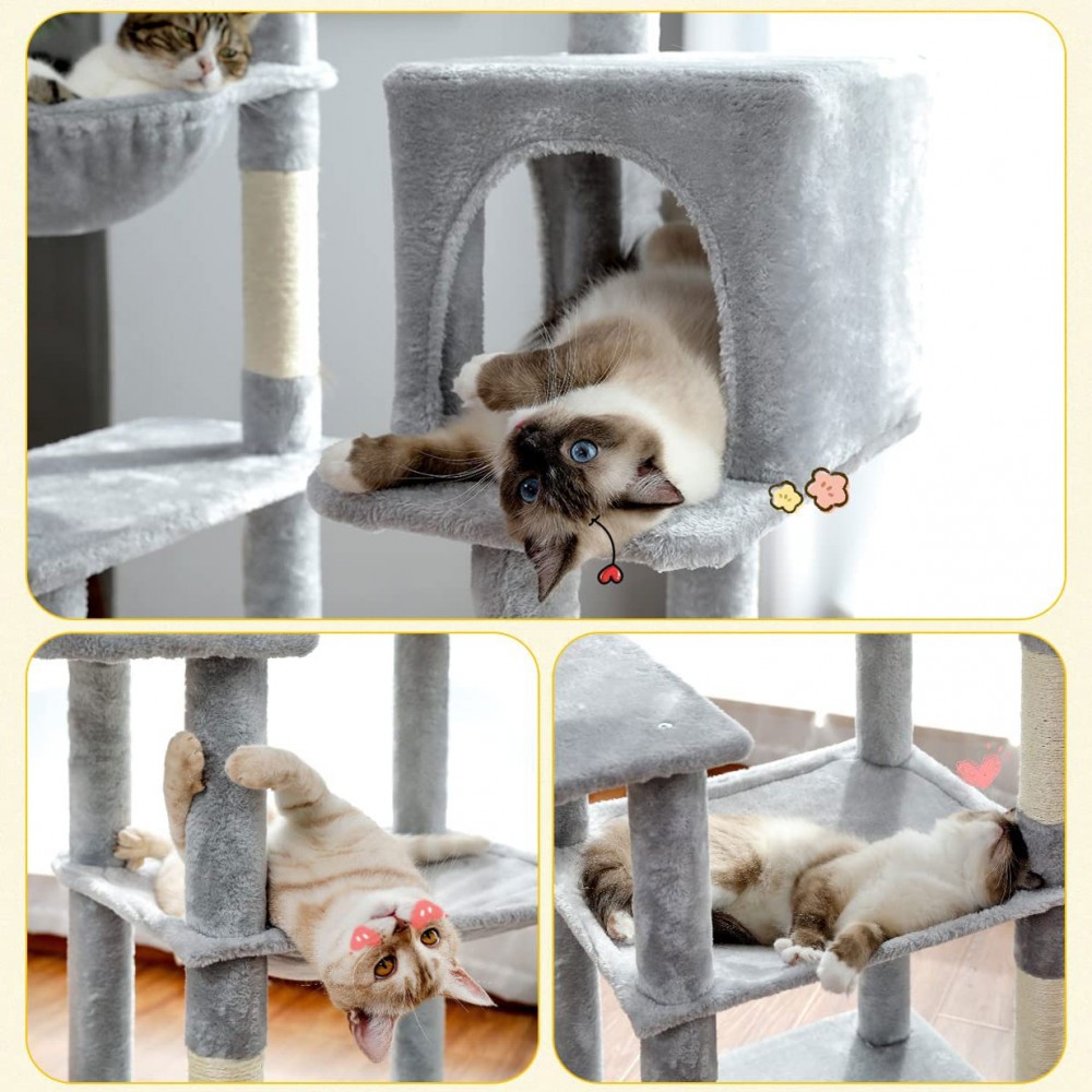 Cat Tower with Hammock in Grey