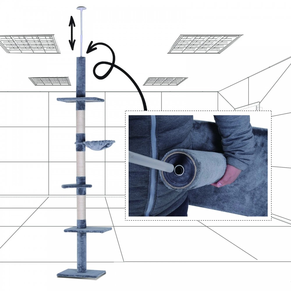 Floor to Ceiling Cat Pole with Two Baskets