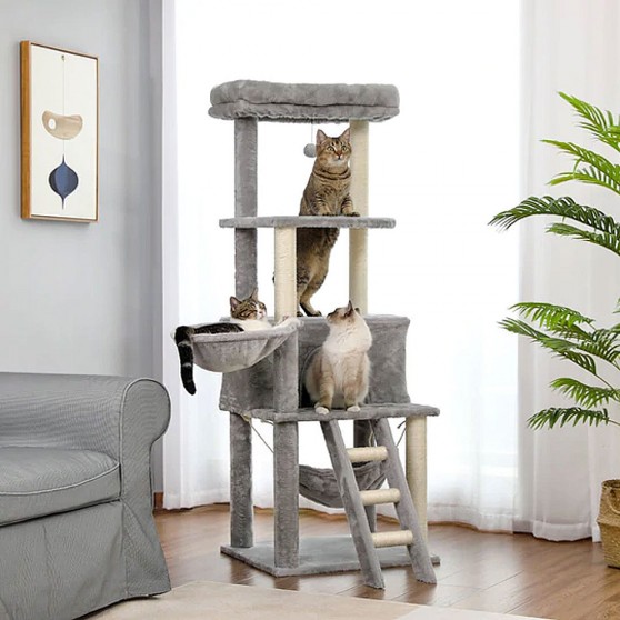 Cat Tree House with Hammock and Ladder