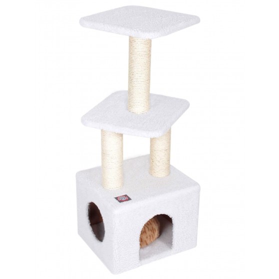 Cat tree small with large house in Off White