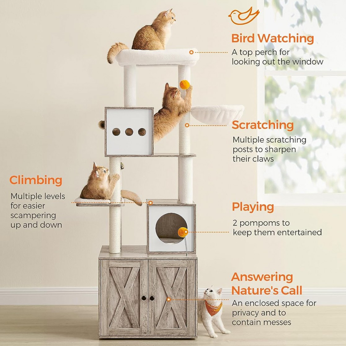 Cat Tower with Litter Box Enclosure