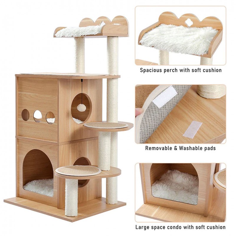 Spacious perch and condos, removable and washable pads