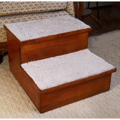 Hardwood 2-step Cat Stairs for Bed