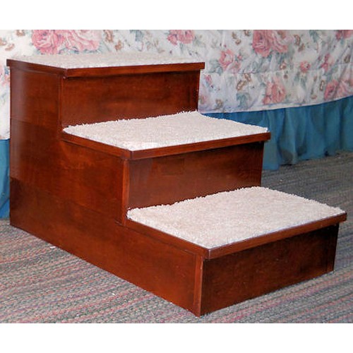 Solid Wood 3-Step Dog Stairs for Bed