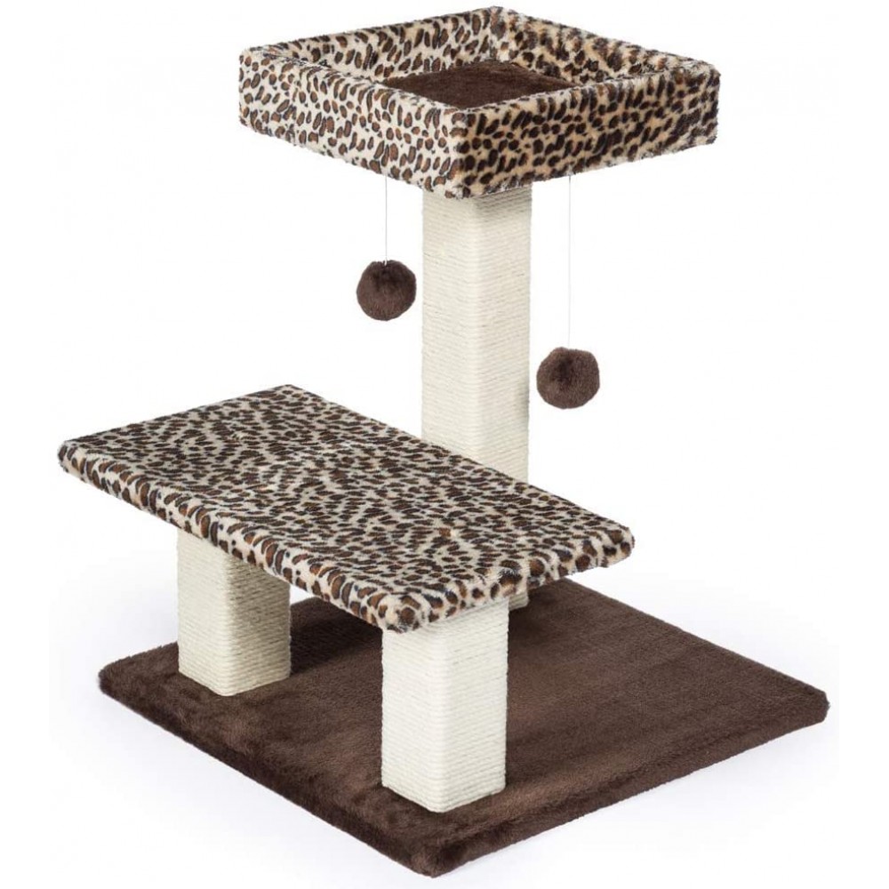 Small Cat Perch for Old Cats or Kittens in Leopard Plush