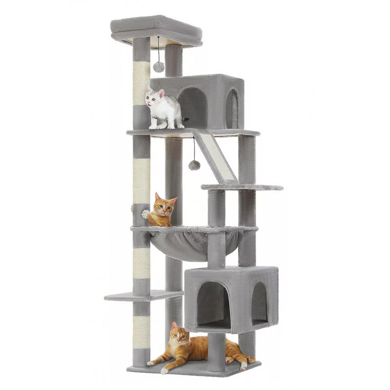 Large Cat Tower with Hammock for Multiple Indoor Cats 