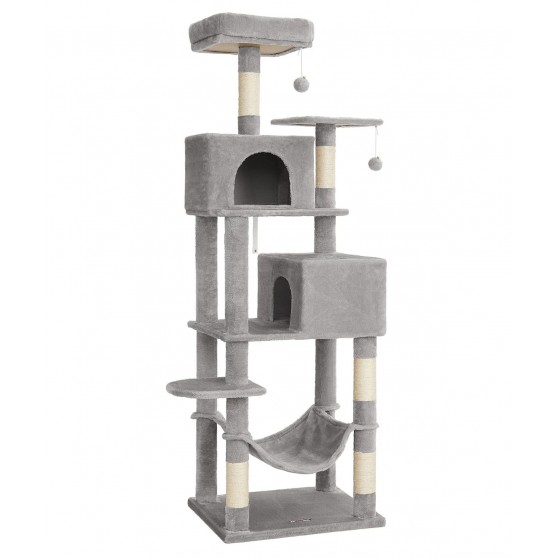 Cat tower with hammock in Light Gray