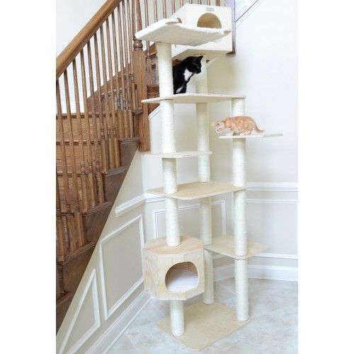 Wooden Cat Climbing Tower with Hammock on Top