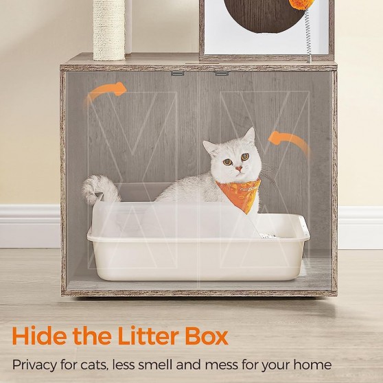 Litter box enclosure for hiding the mess