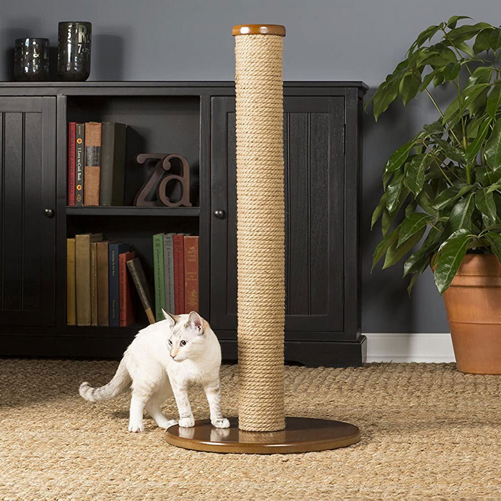 Cat Scratching Round Post wrapped with Jute Rope