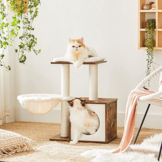 Mini cat tree condo with hammock