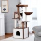 Modern cat tower with litter box cabinet