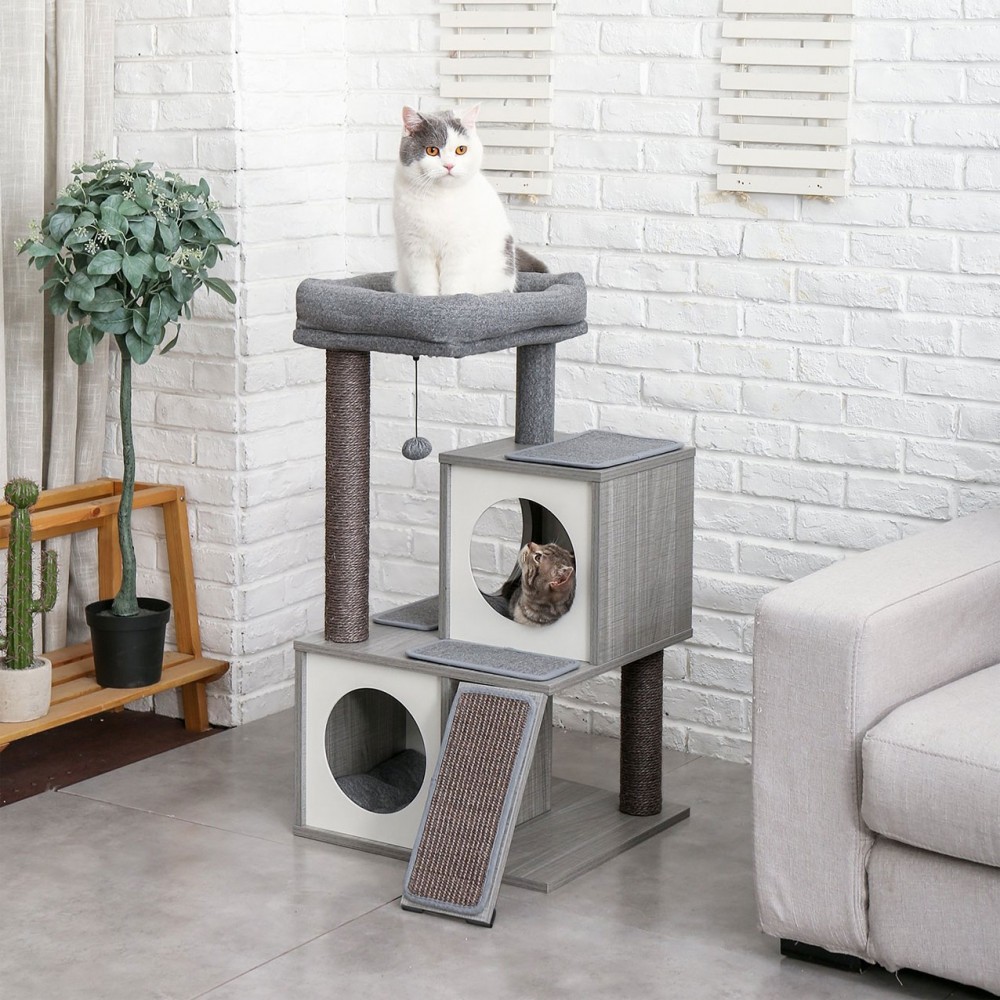 Stylish Cat Tree Wooden with Large Sleeping Perch