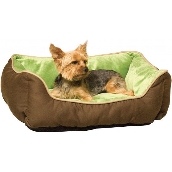 Soft pet bed in green/mocha