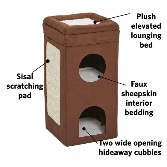 Scratching cat condo two story features