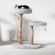 Small Wood Cat Tree Perch & Fluffy Bed for Senior Cats