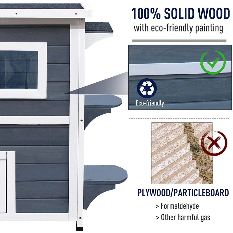 Solid wood kitty house