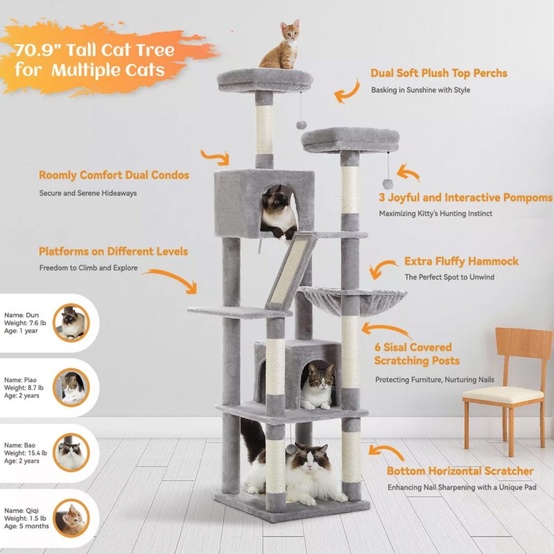 Cat climbing tree for multiple cats