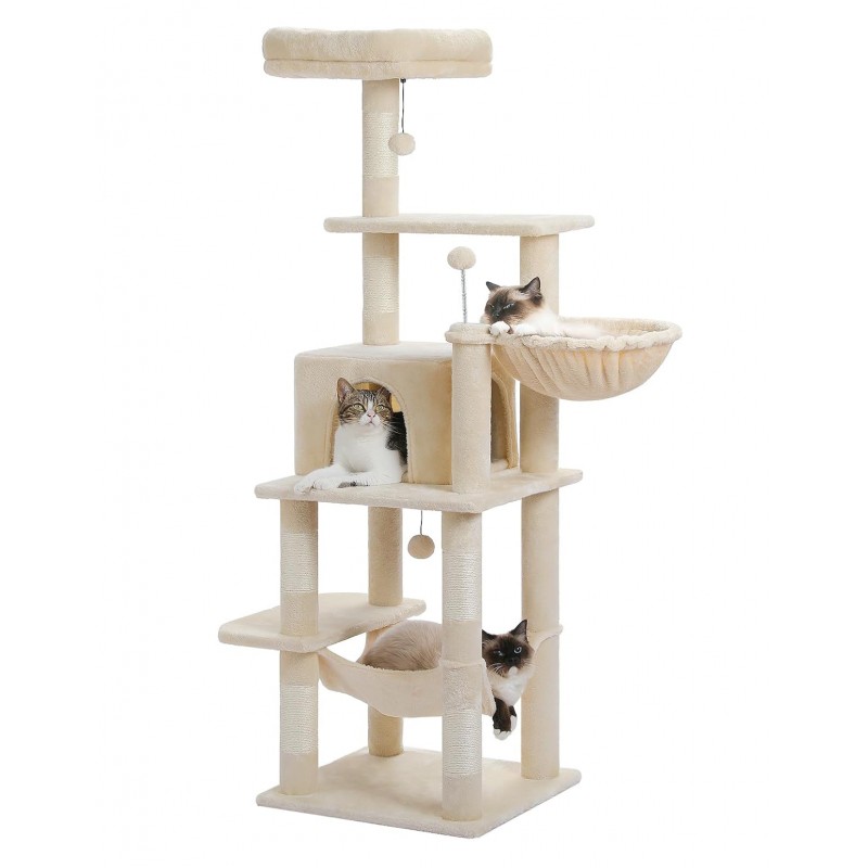 Indoor cat tree with hammock in Beige