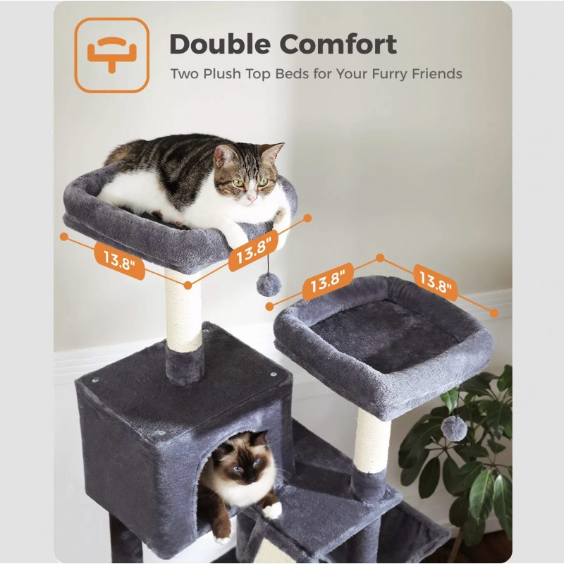Two very plush cat perches on top