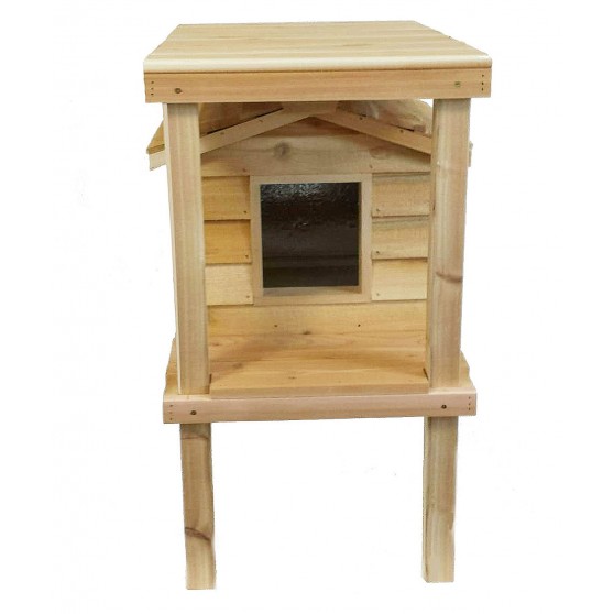 Wooden Waterproof Cat House with Platform & Loft