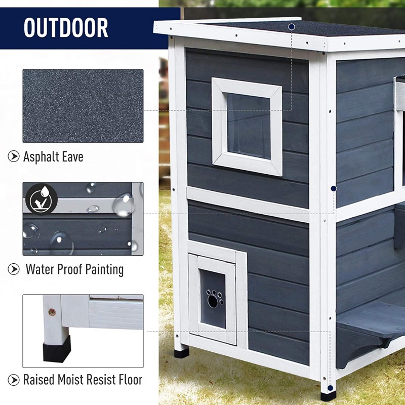Weather resistant cat house for outdoor cats