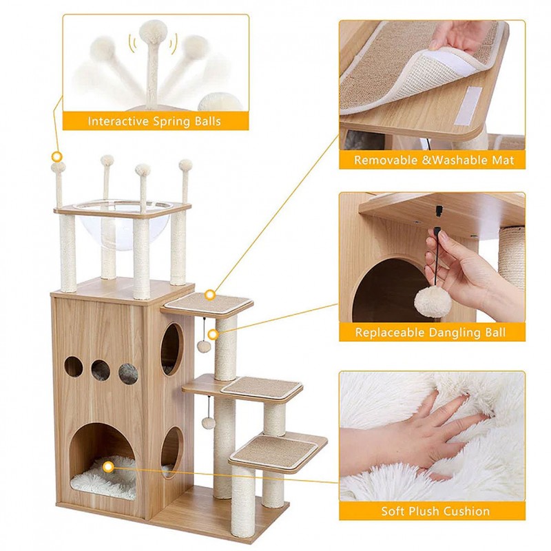 Plush cushions, removable mats, dangling ball and 4 spring balls