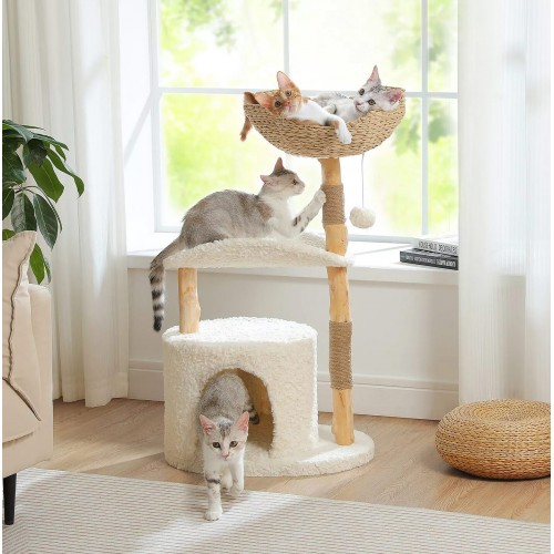 Small Fancy Cat Tree with Real Tree Trunks