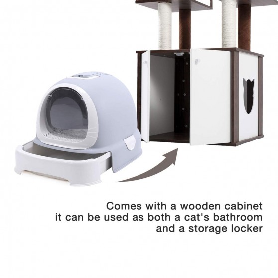 Wooden cabinet for cat litter box