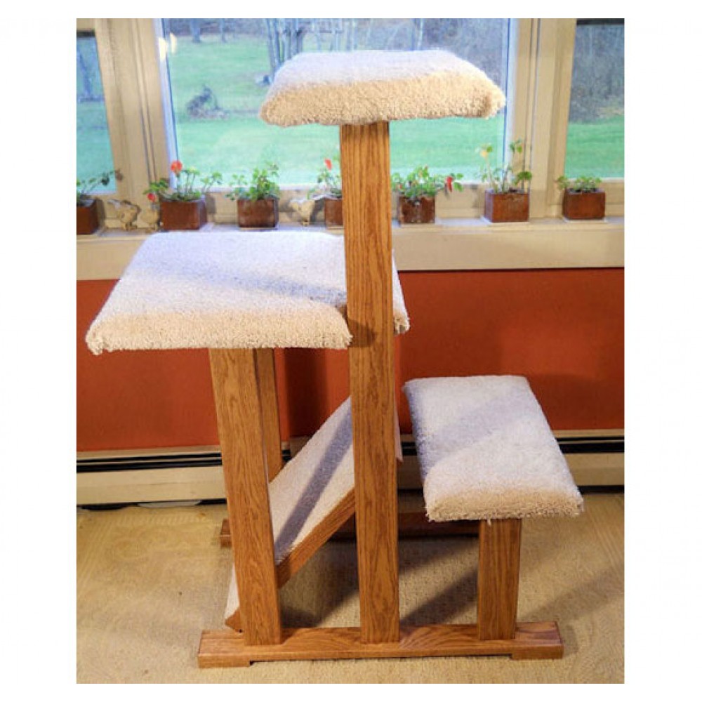 Hardwood Cat Tree with Padded Carpet Perches